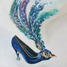 the peafowl shoe | 50 x 40 cm