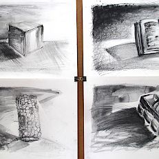 Lichtstudien | Monochrom Grafitpulver | je 40 x 50 cm