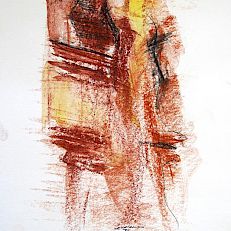 Felsengestein I | Rötel & Buntstift | 29 x 21 cm