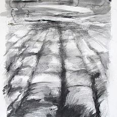 Pflasterweg | Monochrom Grafitpulver | 65 x 50 cm
